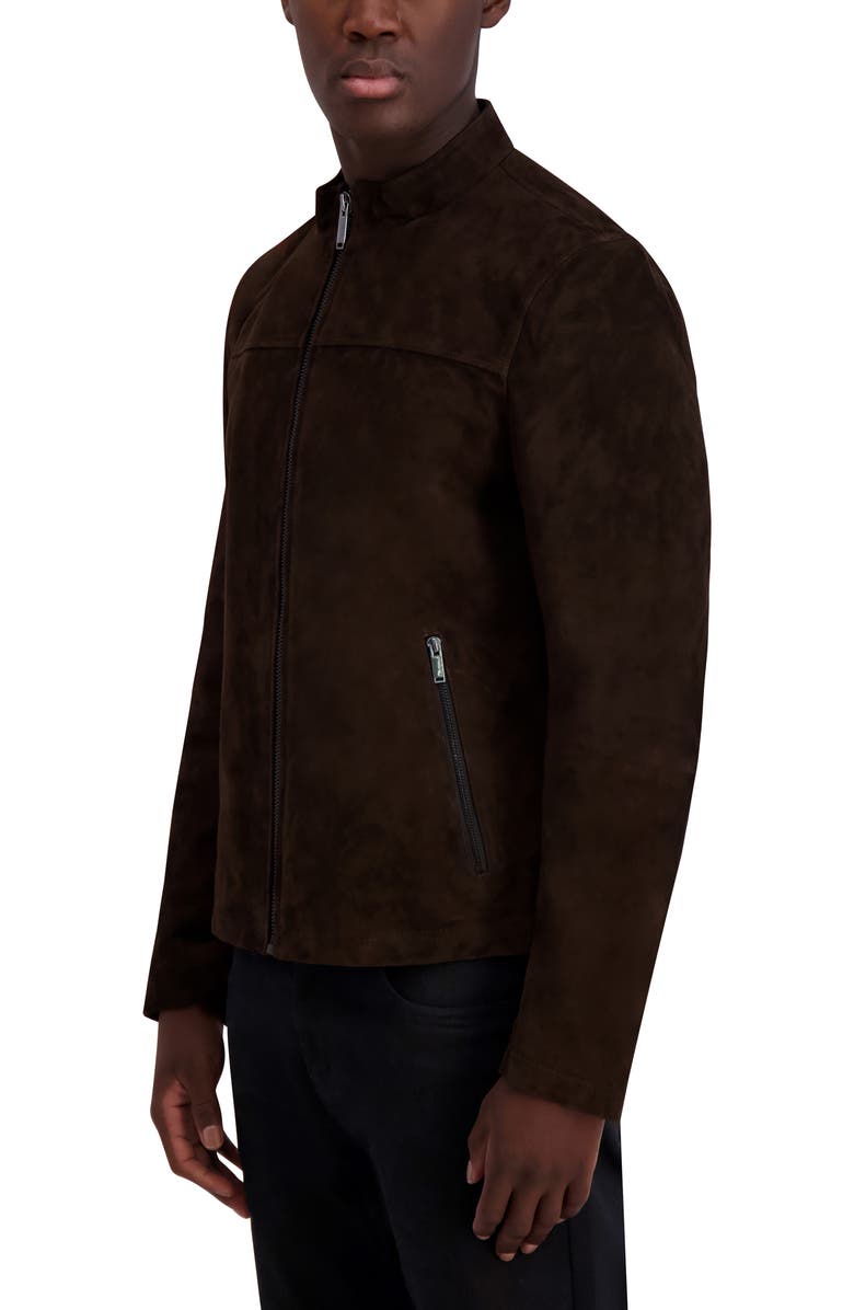 KARL LAGERFELD Suede Zip Jacket, Alternate, color, Brown