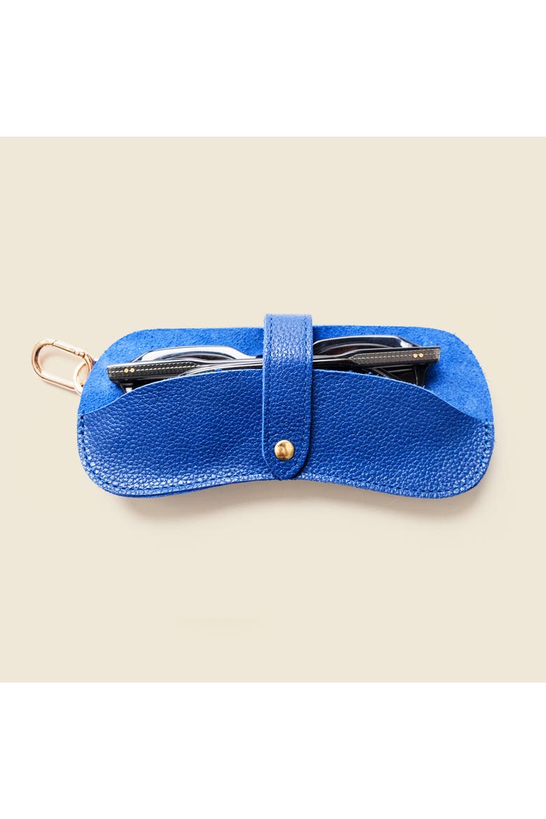 Leather Sunglasses Case with Key Ring, Main, color, Cobalt Blue