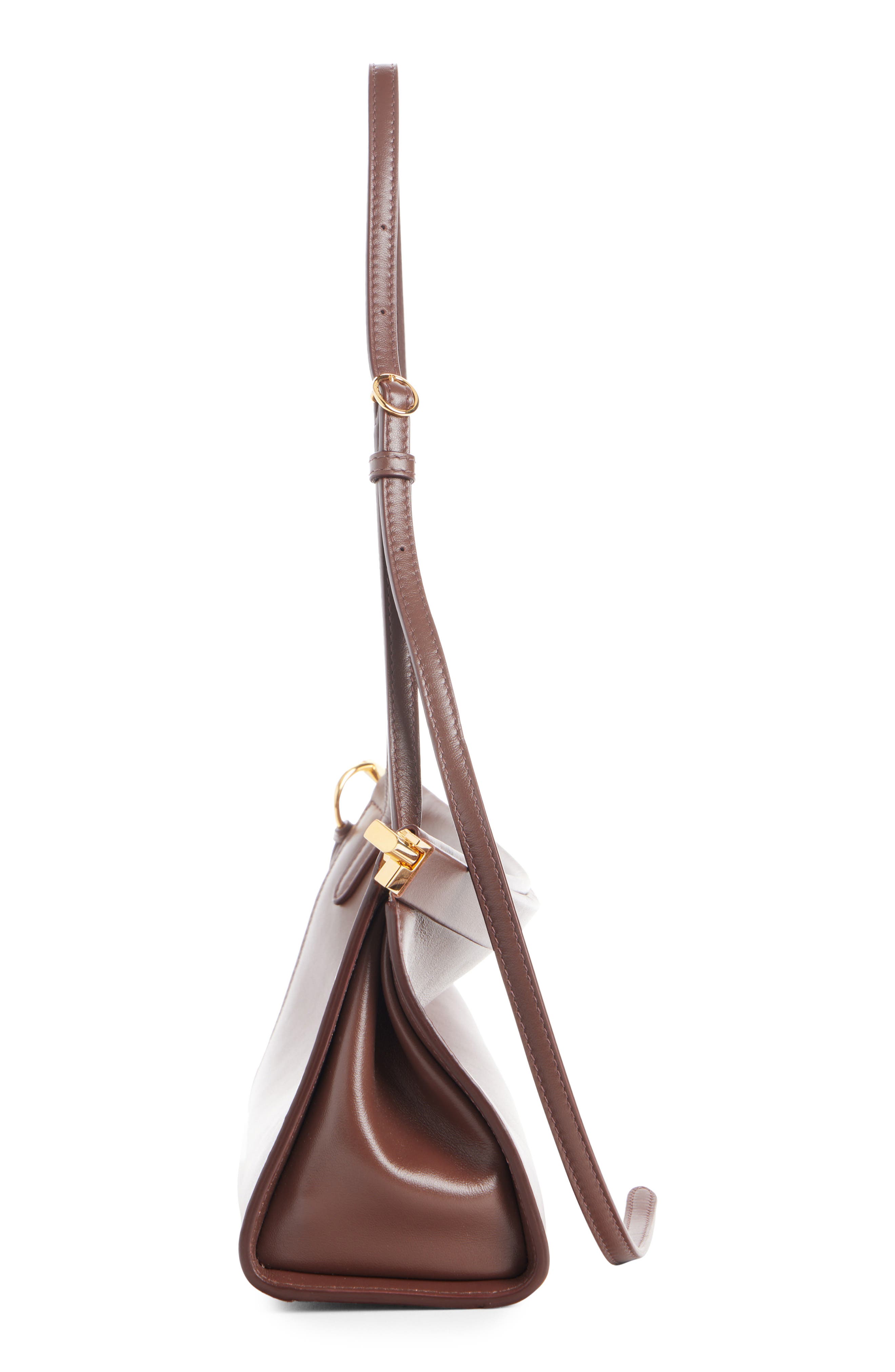 Medium Le Click East/West Leather Shoulder Bag, Alternate, color, BRUN