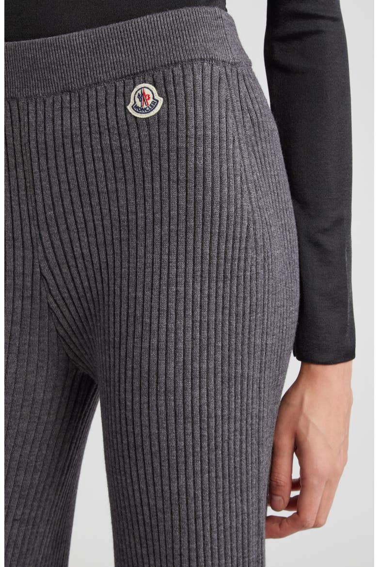 Logo Patch Virgin Wool Blend Rib Sweater Pants, Alternate, color, DARK GREY