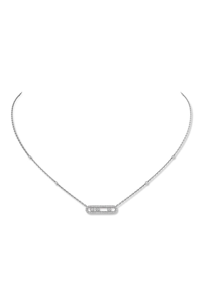 Baby Pavé Move Pendant Necklace, Main, color, WHITE GOLD