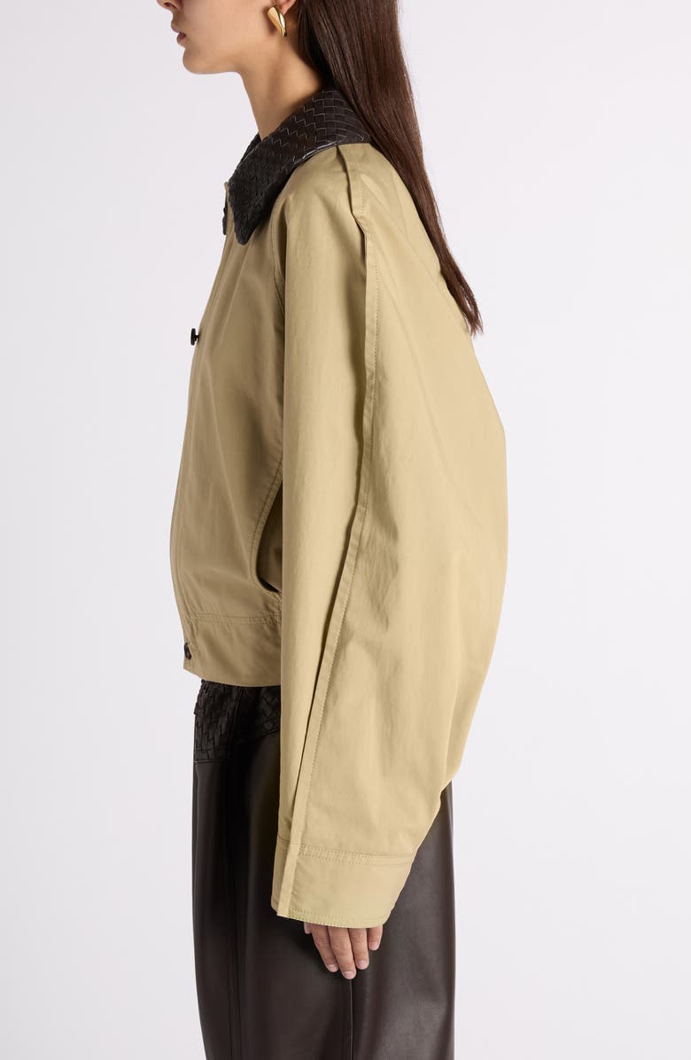 Bottega Veneta Water Repellent Cotton Jacket with Intrecciato Collar, Alternate, color, Sahara
