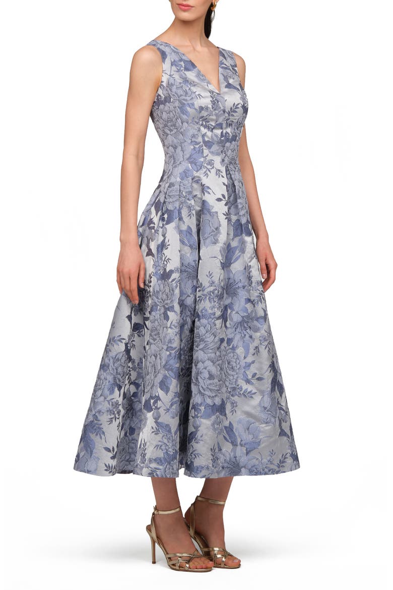 Lysandra Floral Jacquard Party Dress, Alternate, color, STONE WASH