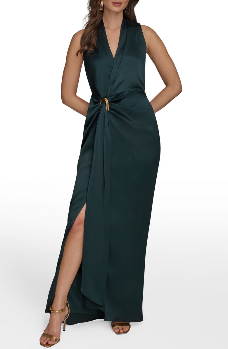 Donna Karan New York Sleeveless Faux Wrap Dress, Main, color, Hudson