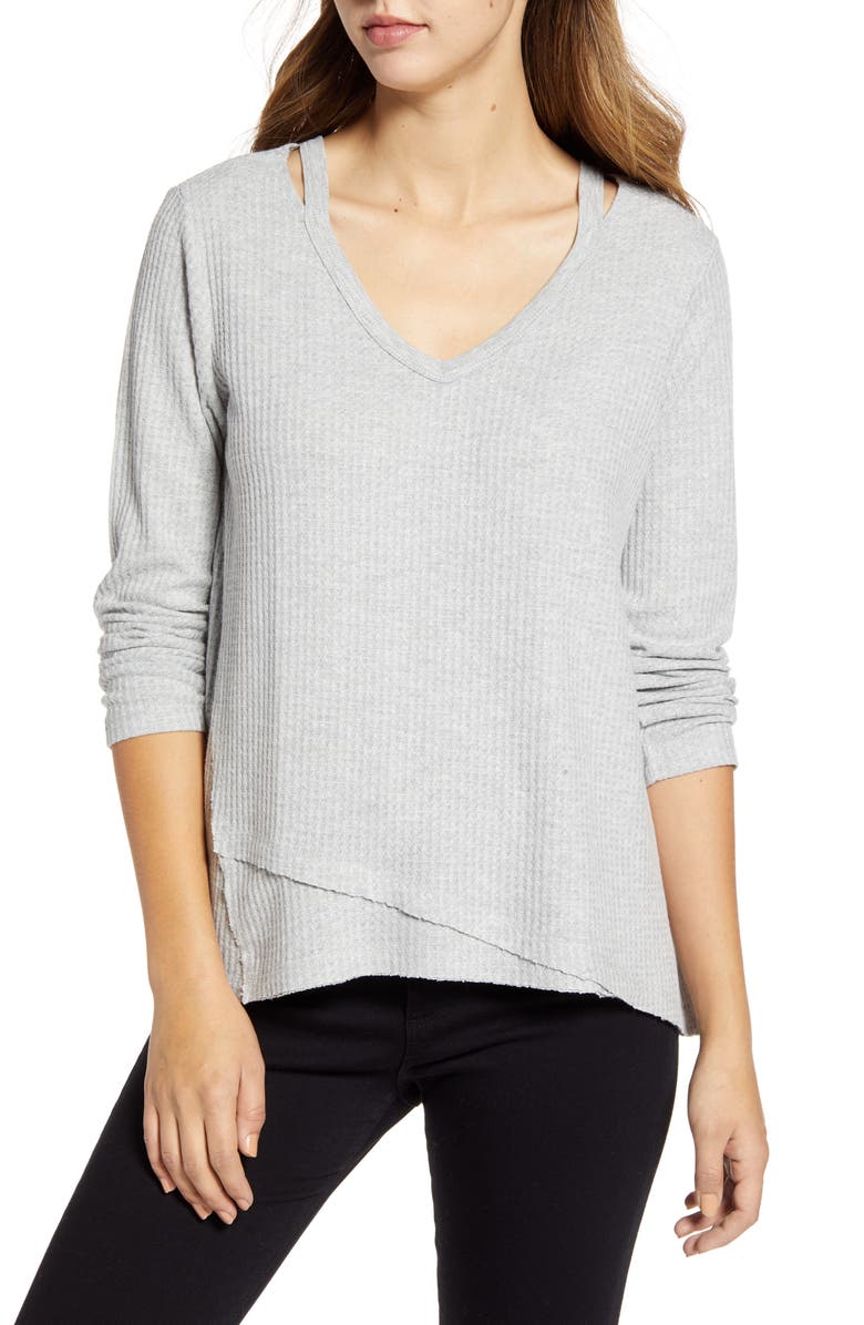 Wit & Wisdom Shoulder Slit Thermal Knit Top, Main, color, 