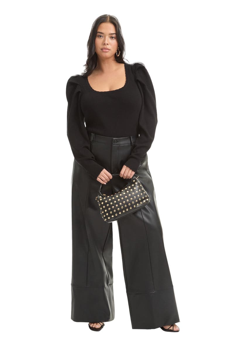 June + Vie Mutton Sleeve Sweater, Main, color, Black Onyx