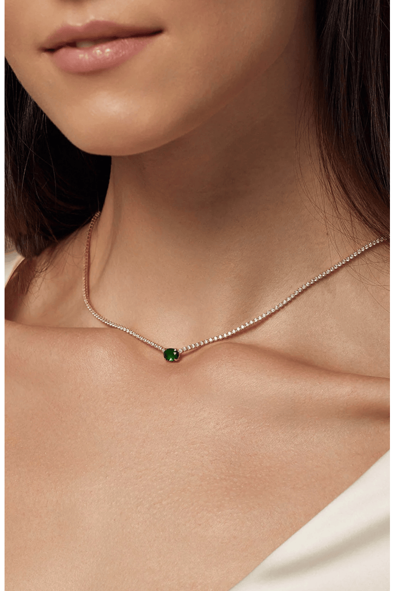 18k Gold Plated Sterling Silver Emerald Rectangle Necklace & Ring Set Gift Guide, Alternate, color, Gold