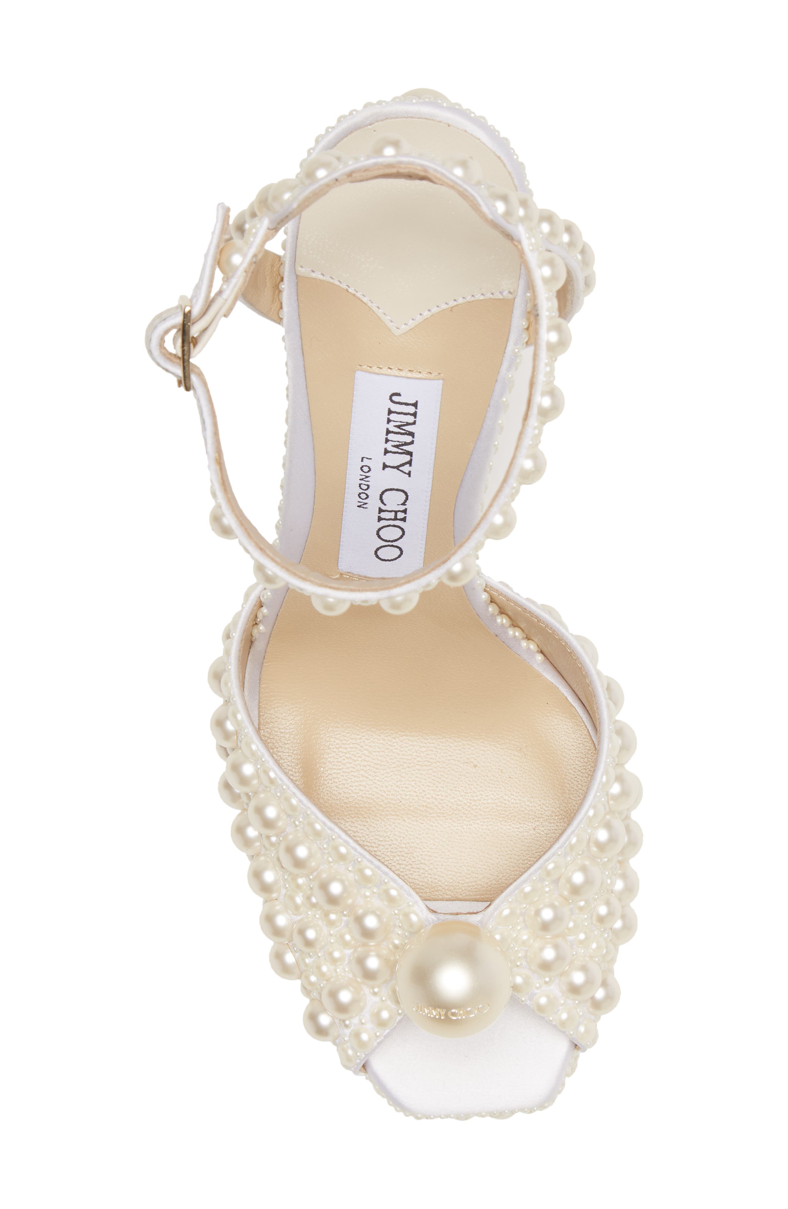 Jimmy Choo Sacaria Embellished Platform Sandal, Alternate, color, White/ White