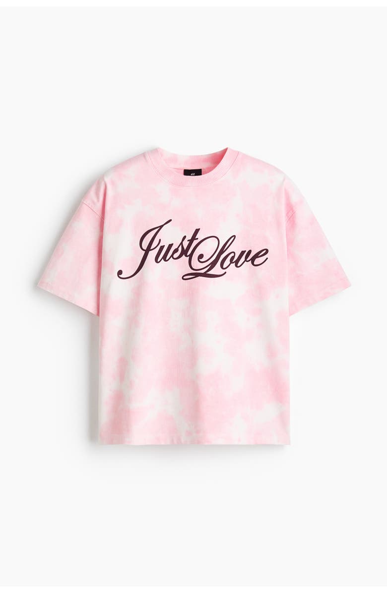 H&M Oversized heat reactive printed t-shirt, Alternate, color, Pink/Just Love