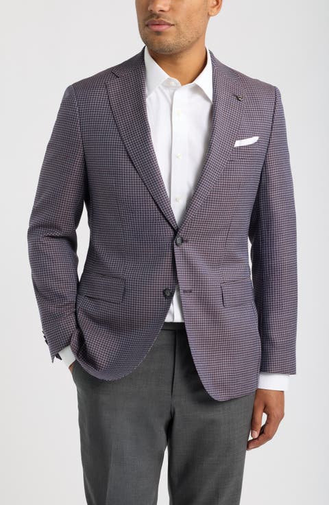 Hutson Slim Fit Purple Houndstooth Virgin Wool Sport Coat