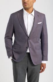 BOSS Hutson Slim Fit Purple Houndstooth Virgin Wool Sport Coat
