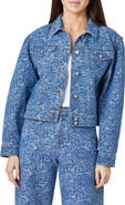 Habitual Jacquard Rose Crop Denim Trucker Jacket