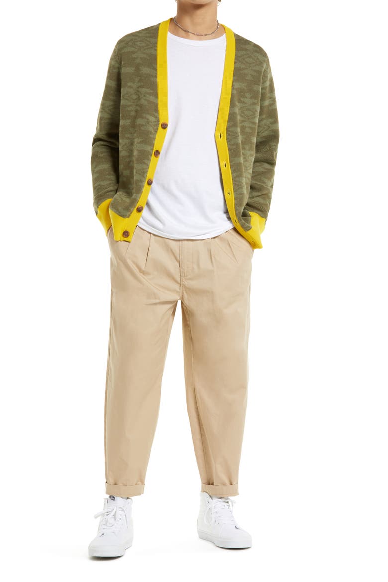Fashion Cardigan Sweater, Alternate, color, OLIVE HEATHER PATTERN