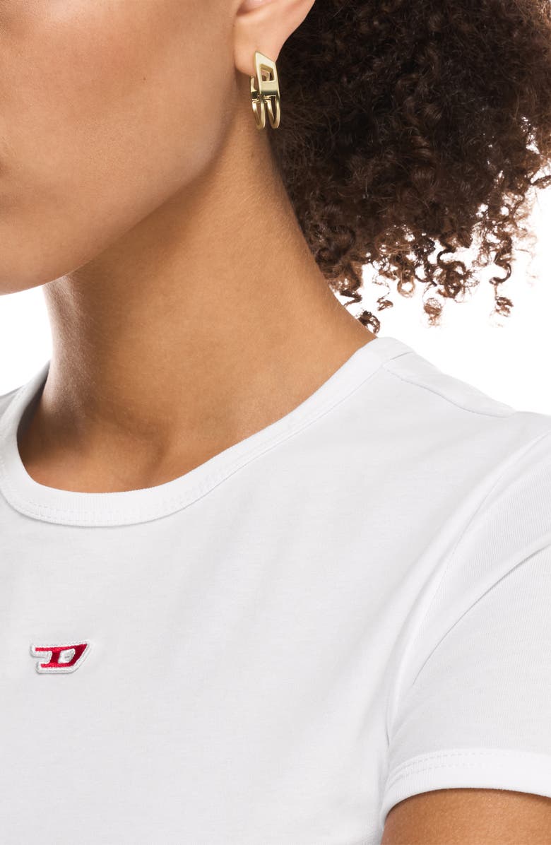 DIESEL<sup>®</sup> D Logo Hoop Earrings, Alternate, color, Gold