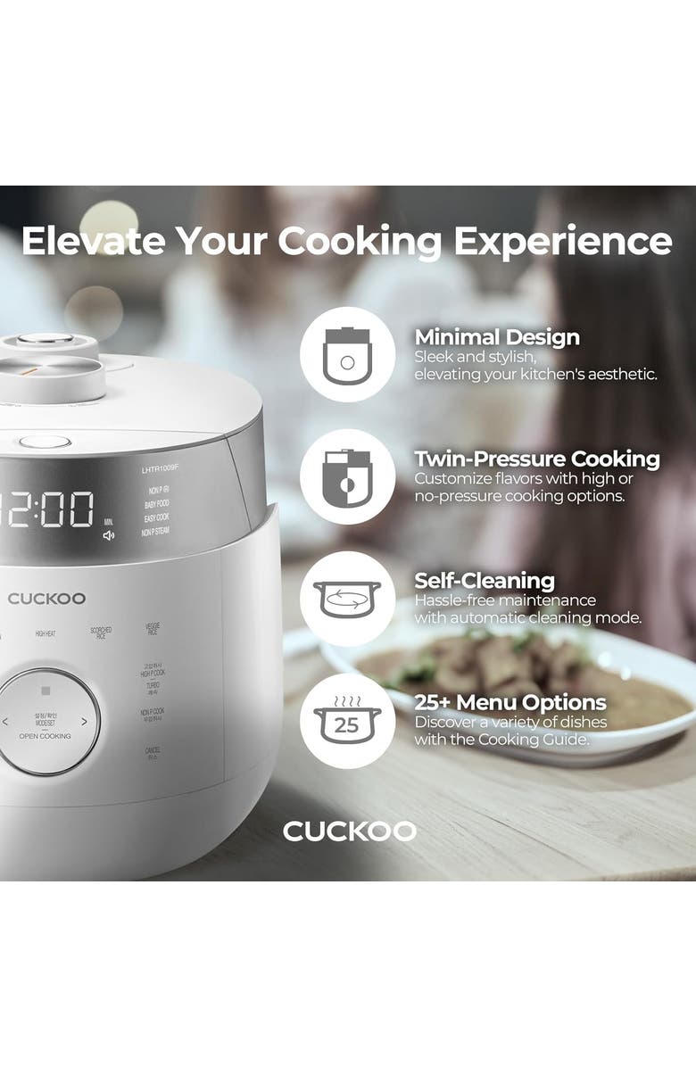 Cuckoo 6-Cup (Uncooked) Induction Heating Twin Pressure Rice Cooker with Nonstick Inner Pot, Alternate, color, White