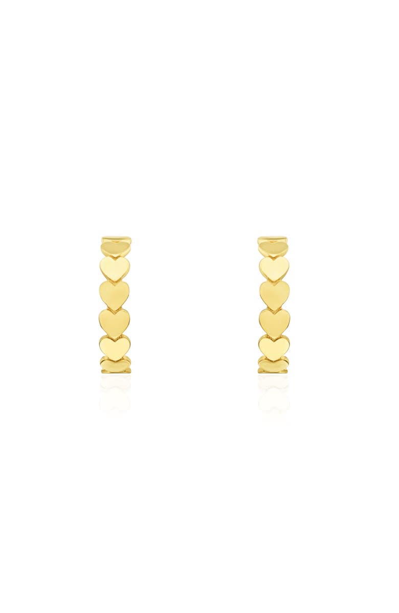 The Lovery Fine Jewelry Golden Hearts C-Hoop Earrings, Alternate, color, Yellow Gold