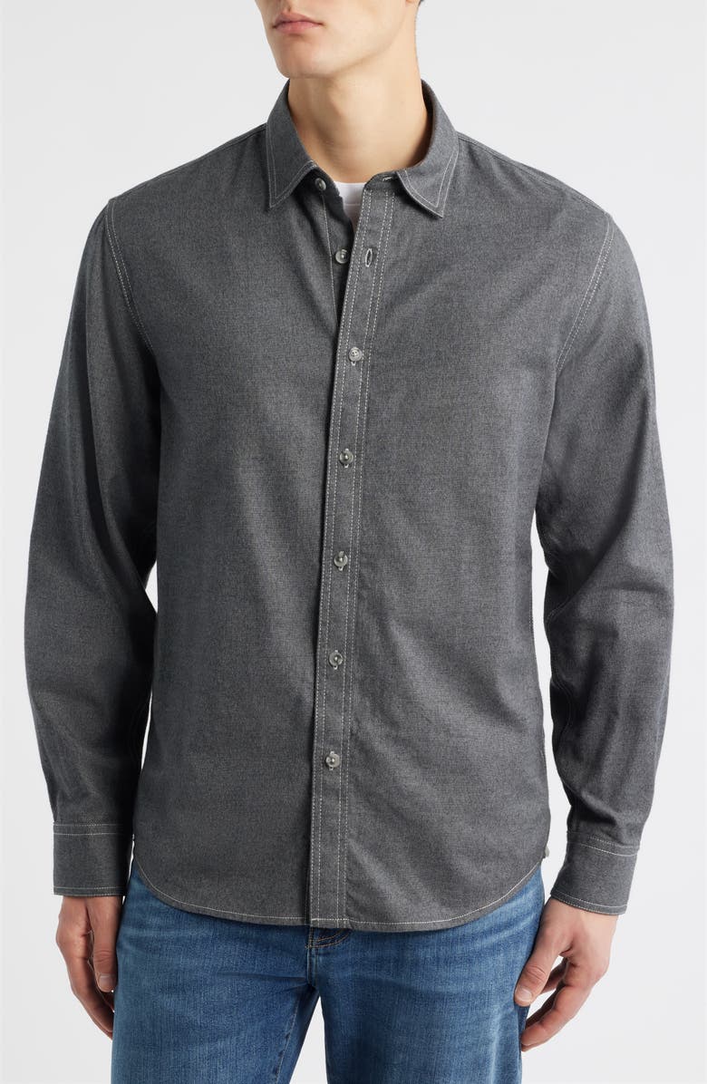 James Campbell Cana Trim Fit Cotton Button-Up Shirt, Alternate, color, Coal