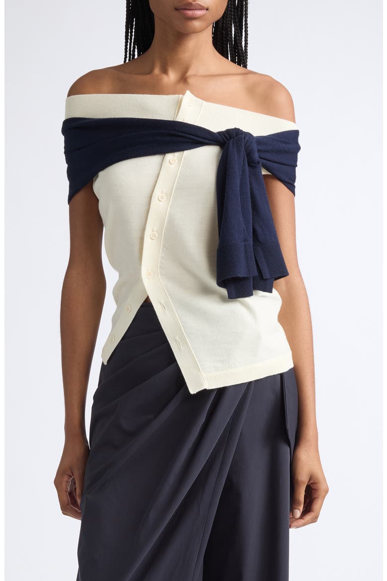 Off the Shoulder Cardigan, Main, color, OFF WHITE