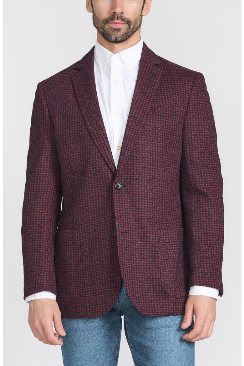 Houndstooth Wool Blend Sport Coat, Main, color, RED