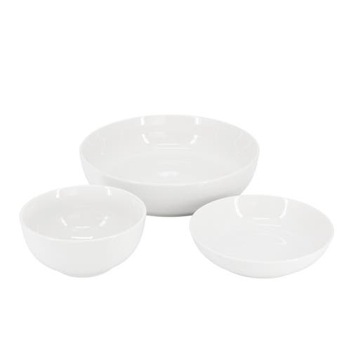 Elama Iris 32 Piece Porcelain Dinnerware Set With 2 Large Serving Bowls In White