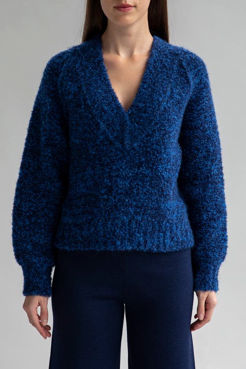 Sskein V Neck Boucle Pullover In Sky Navy