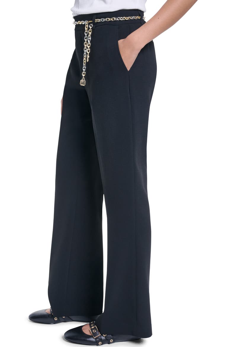 Chain Belt Straight Leg Career Pants, Alternate, color, BLACK