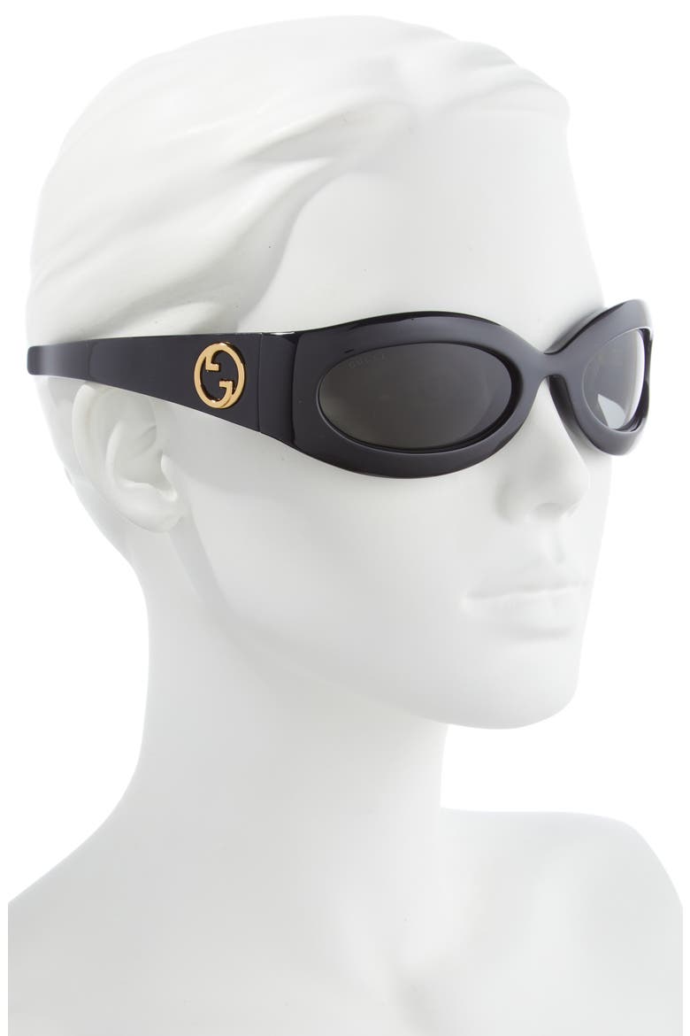 60mm Oval Sunglasses, Alternate, color, BLACK/ GREY