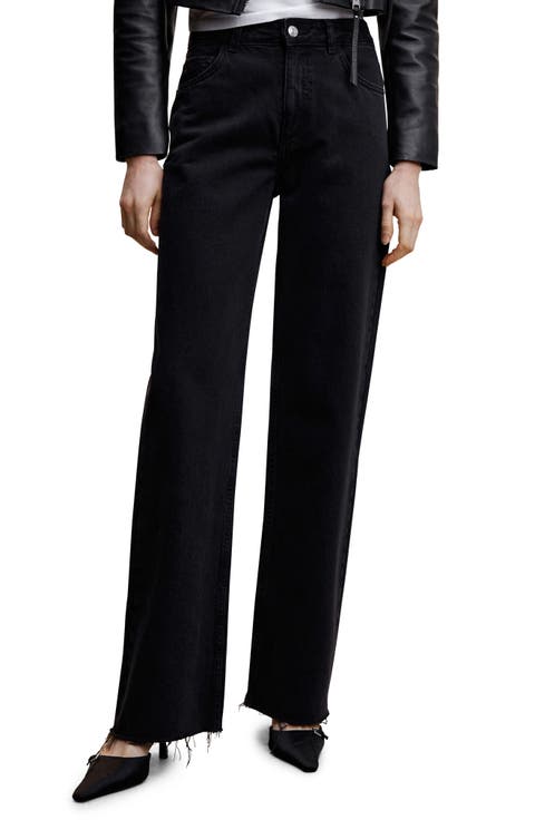 Fray Hem Wide Leg Jeans (Regular & Plus Size)