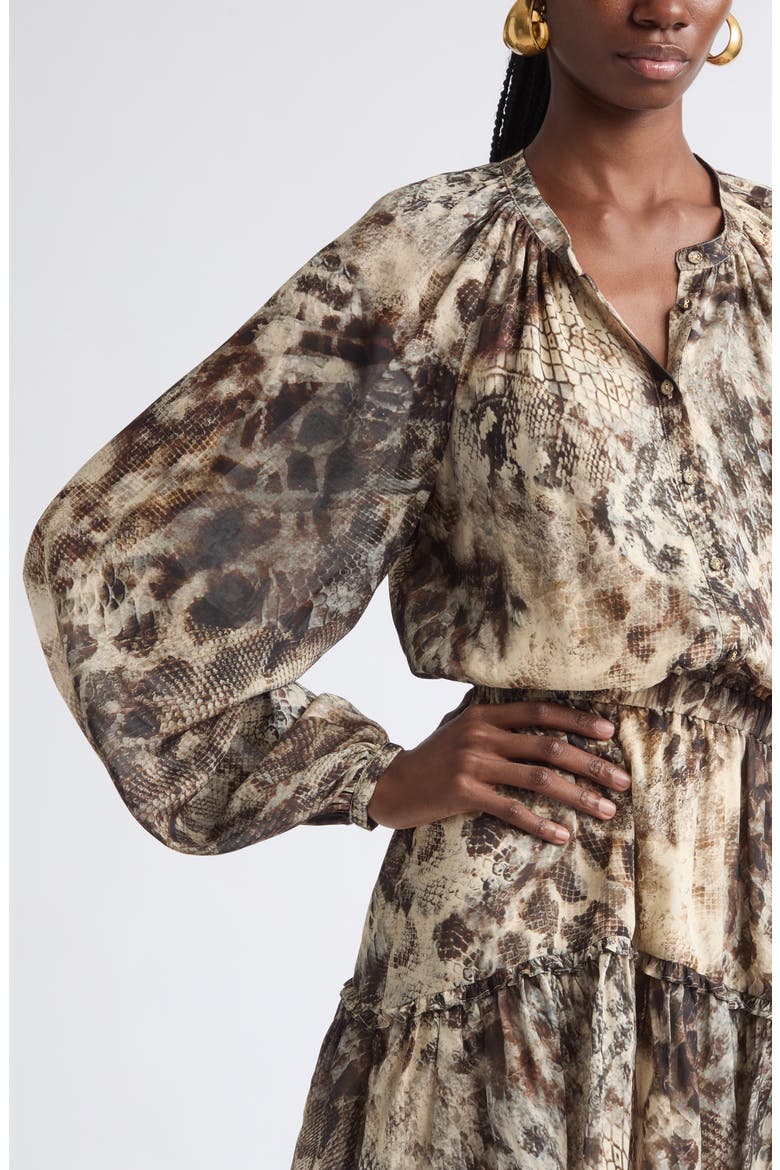 Vivi Silk Blend Minidress, Alternate, color, BONE PYTHON