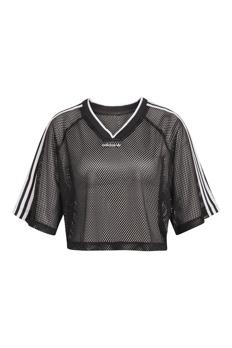Mesh Crop Jersey Top, Alternate, color, BLACK