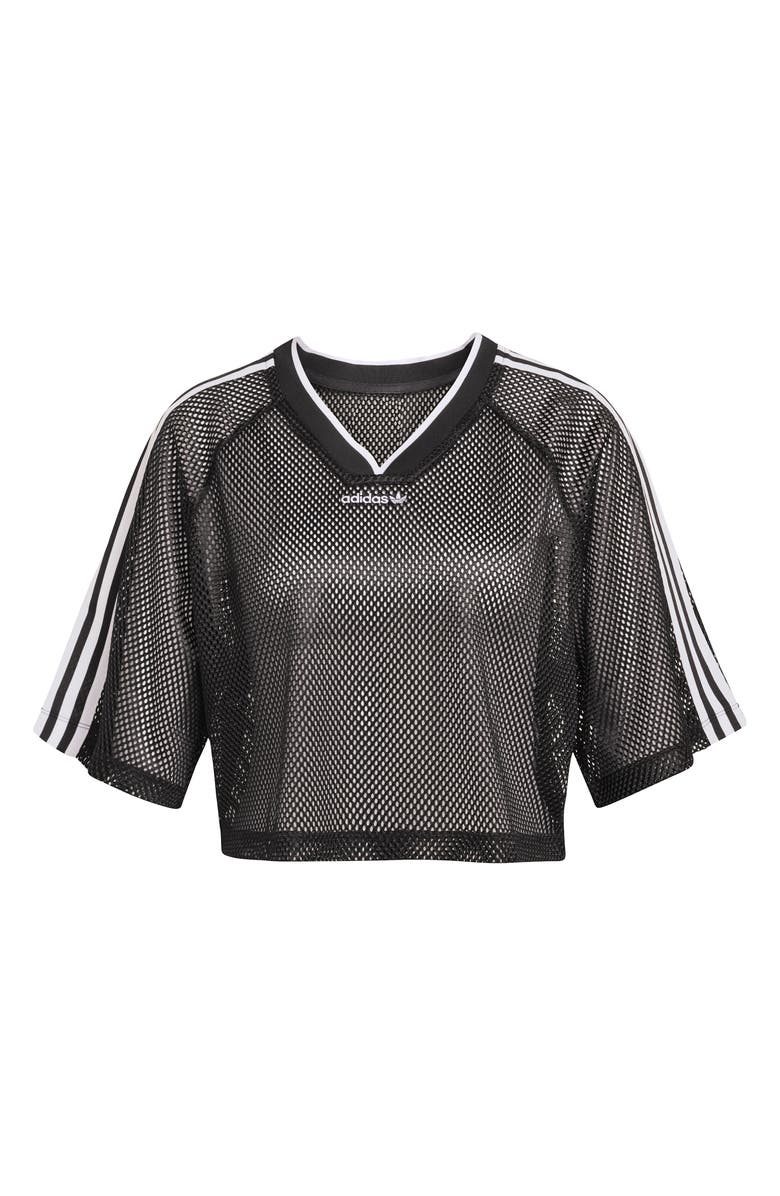 adidas Originals Mesh Crop Jersey Top, Alternate, color, Black