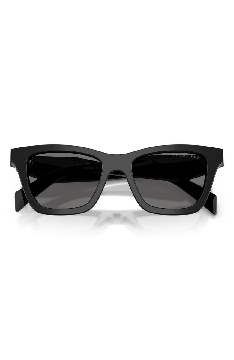 Prada 51mm Polarized Butterfly Sunglasses, Alternate, color, Black / Dark Grey Polar