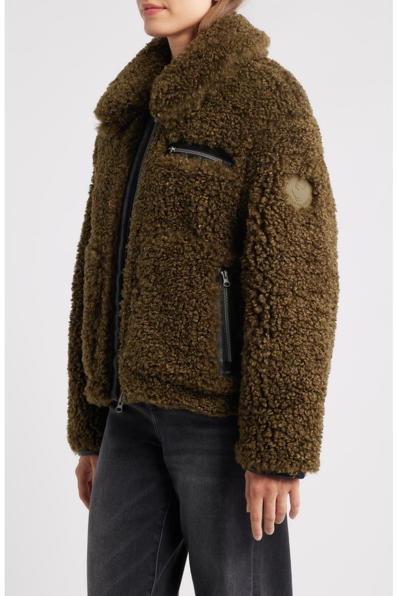 Hester Faux Fur Jacket, Alternate, color, BARK GREEN