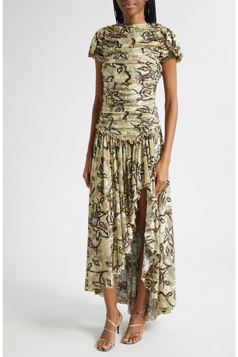 Adeline Floral Open Back Maxi Dress, Alternate, color, ECRU/ BROWN