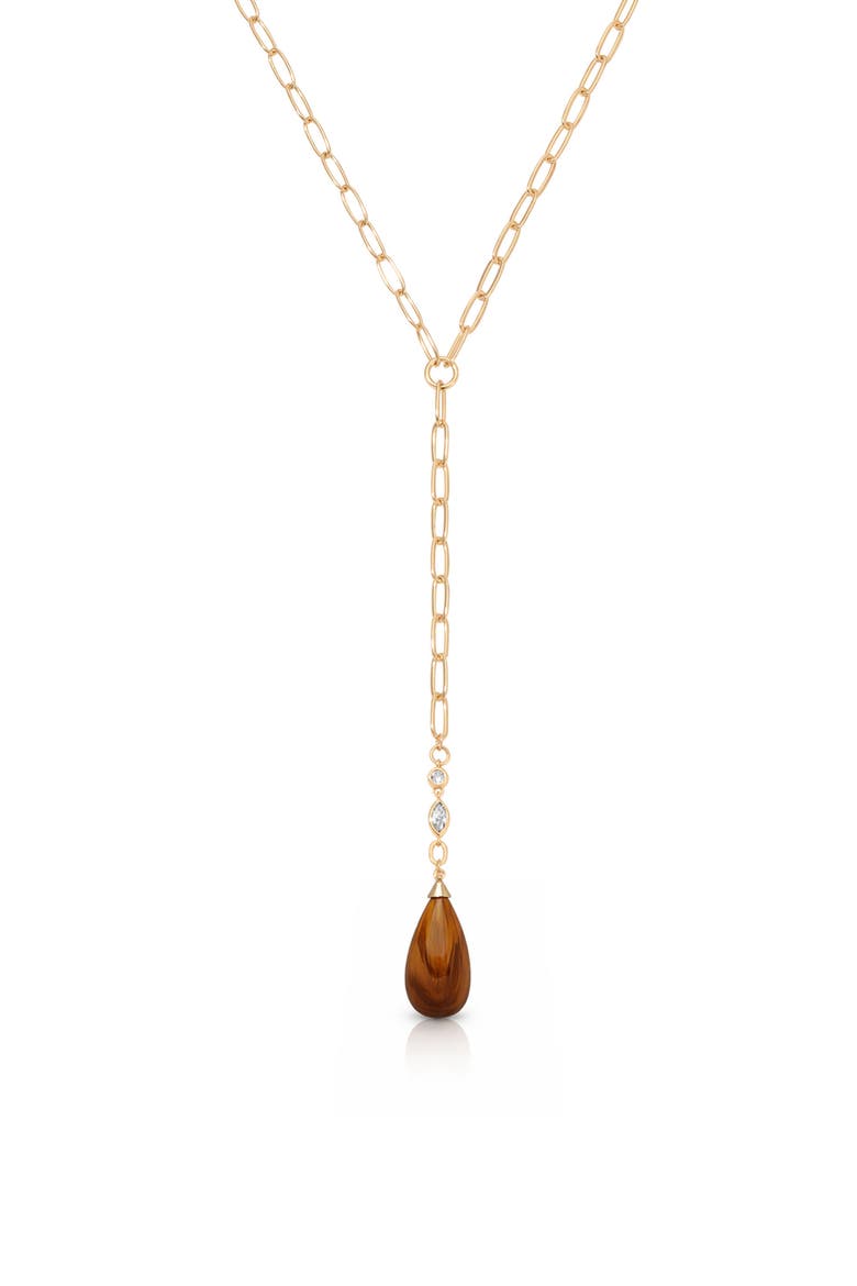 Tiger Eye Teardrop Lariat Necklace, Alternate, color, TIGERS EYE
