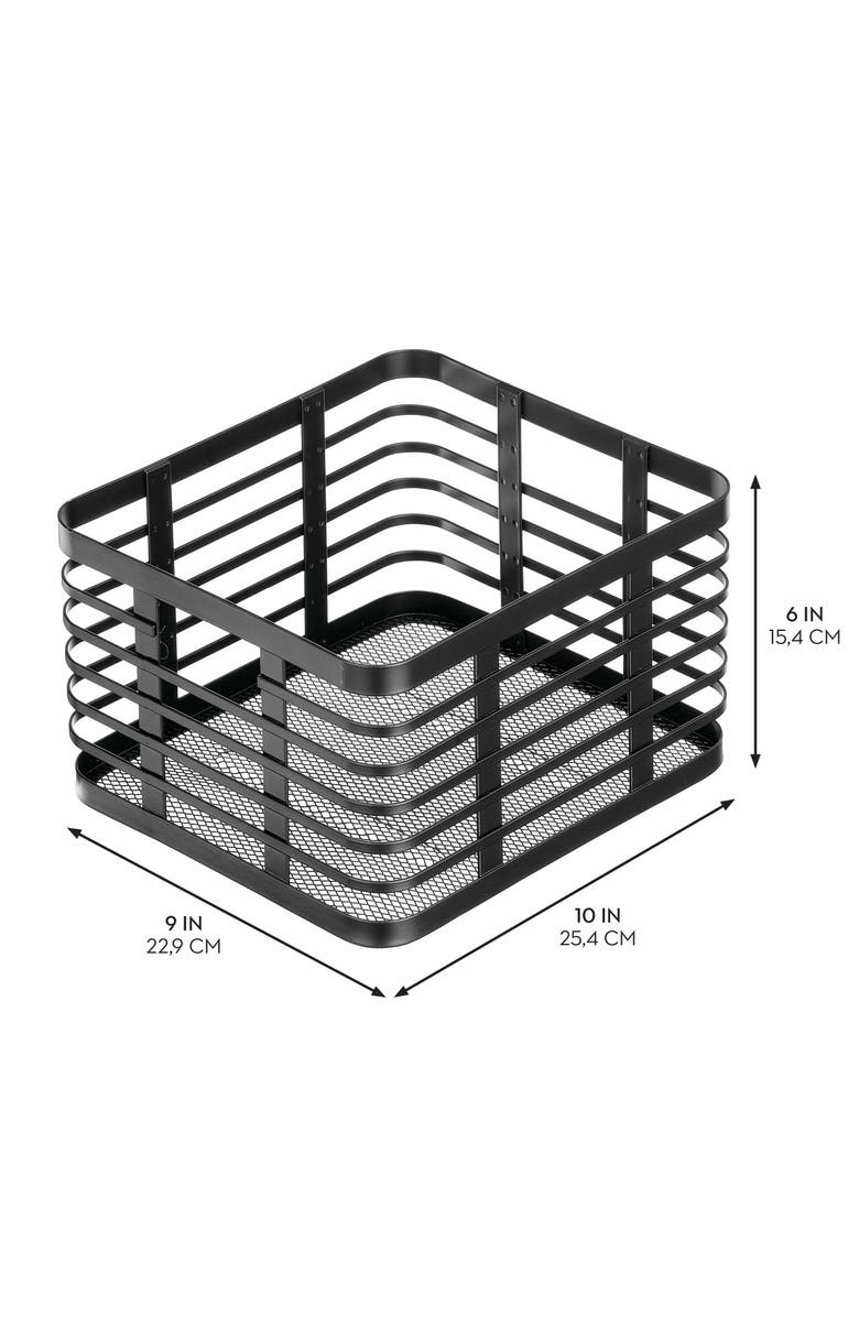 mDesign Metal Pantry Basket with Handles - Set of 4 - Matte Black, Alternate, color, Matte Black