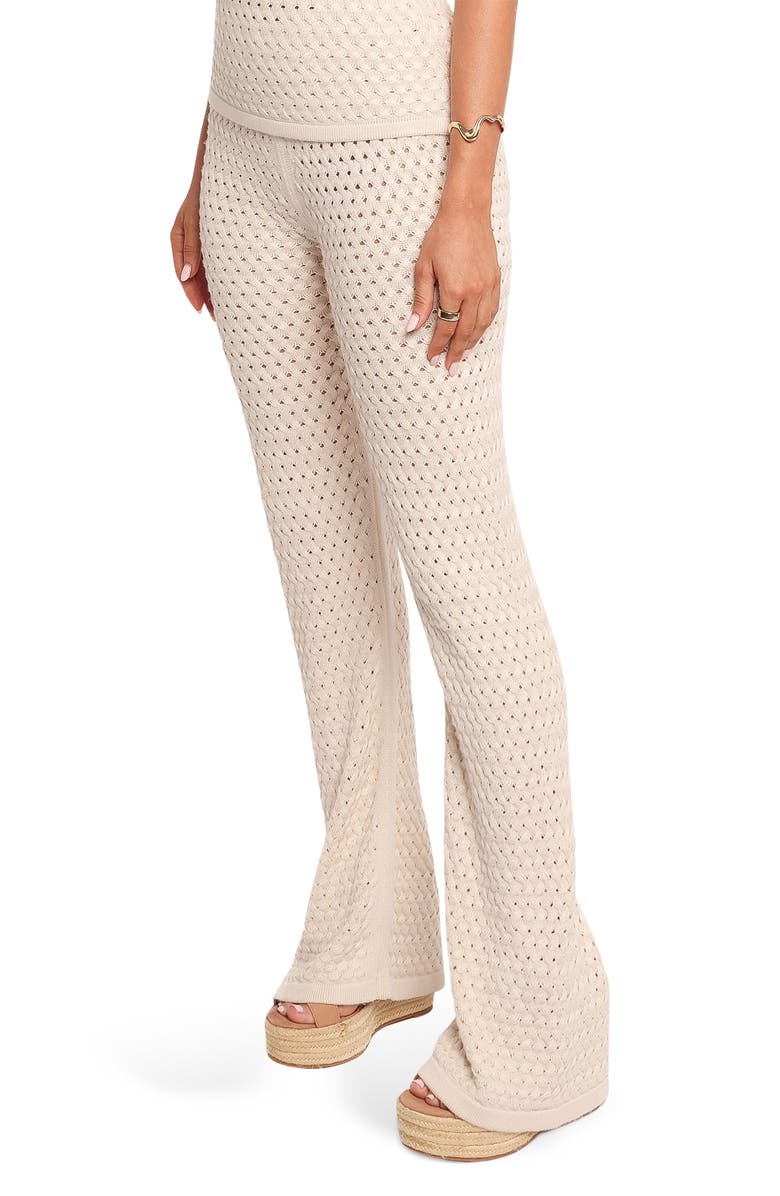 Petal & Pup Fonte Open Knit Straight Leg Pants, Alternate, color, Cream
