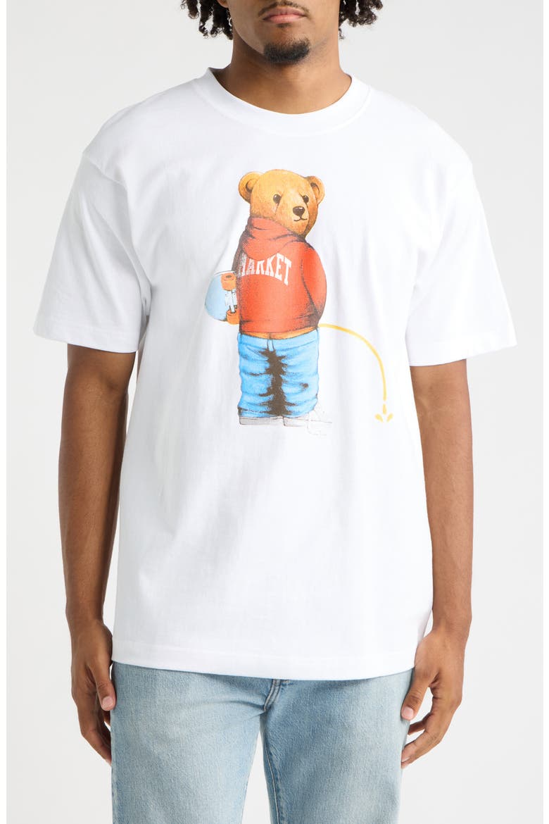 Trouble Making Bear Cotton Graphic T-Shirt, Main, color, WHITE