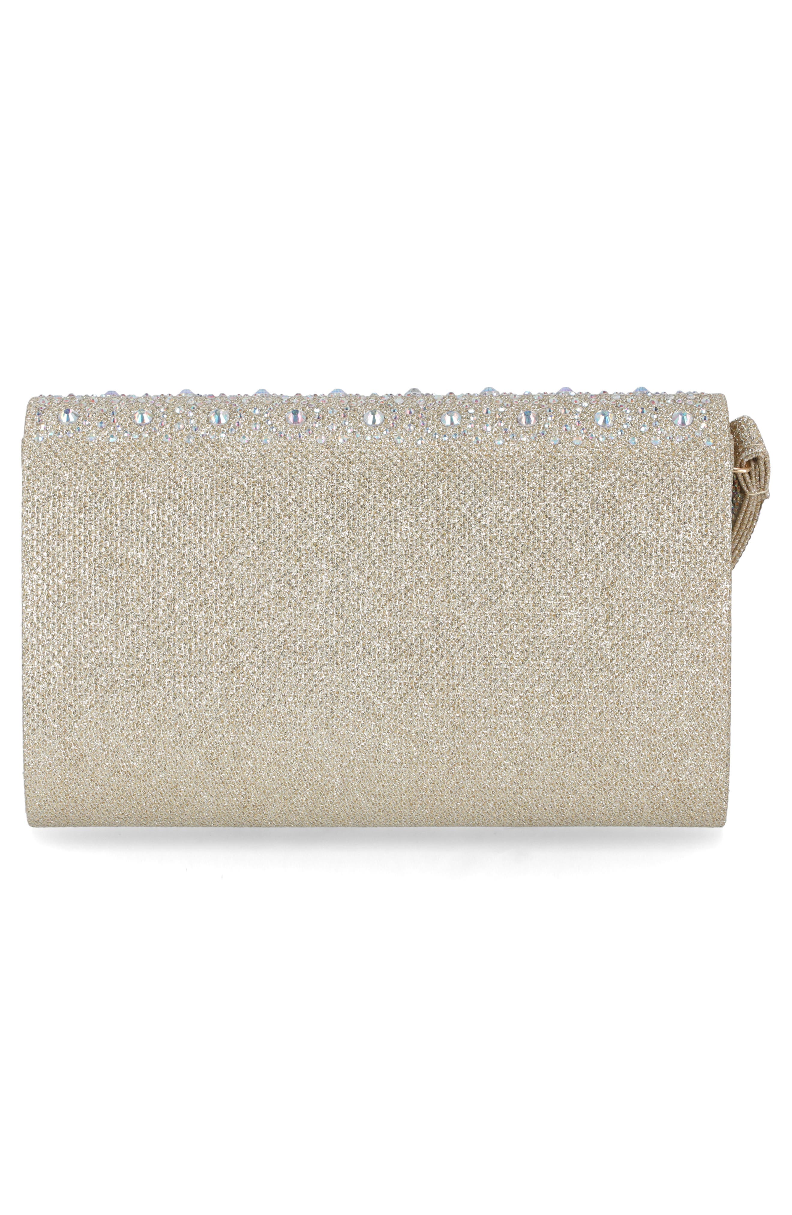 Jessica McClintock Waverly Crystal Embellished Clutch, Alternate, color, Champagne