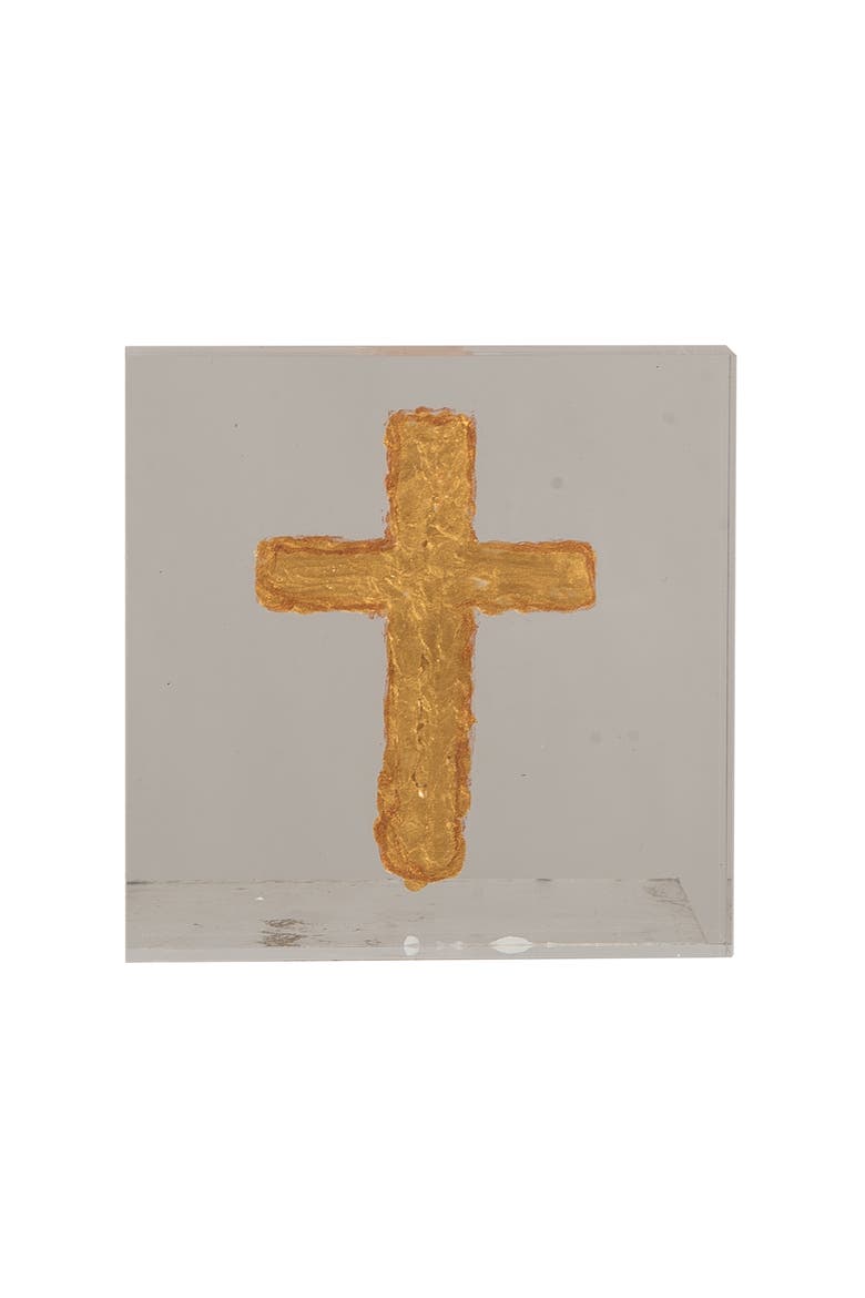 Acrylic Block with Gold Cross Multicolored for Spring Home Decor, Alternate, color, Multicolored