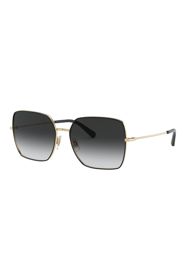 57mm Gradient Square Sunglasses, Alternate, color, GOLD BLACK