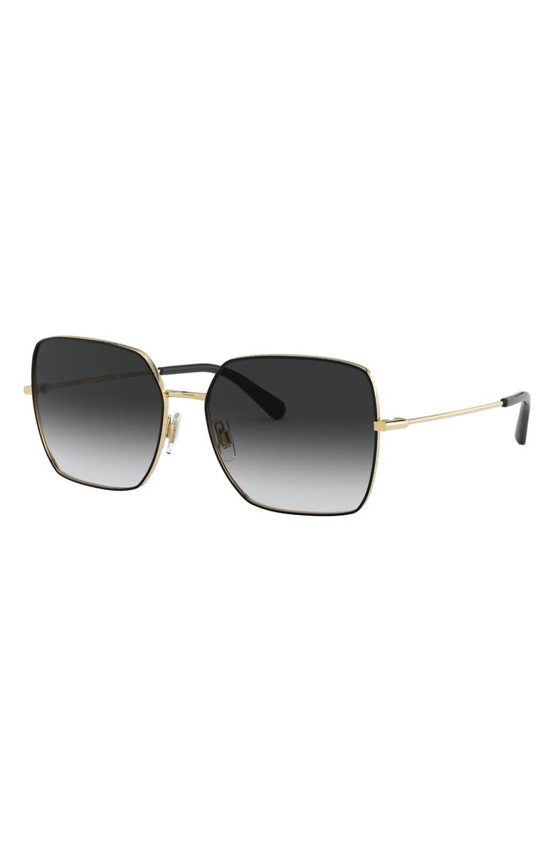 Dolce&Gabbana 57mm Gradient Square Sunglasses, Alternate, color, Gold Black