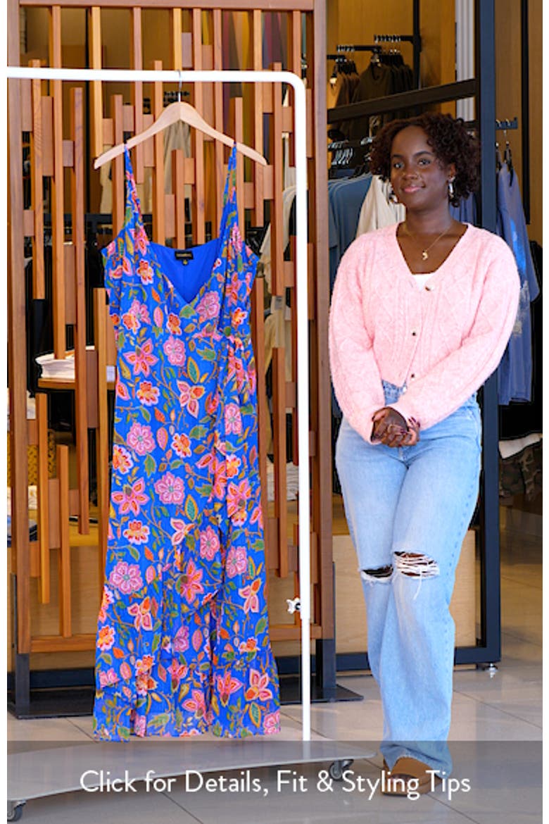 Wendey Metallic Floral Ruffle Cocktail Wrap Dress video