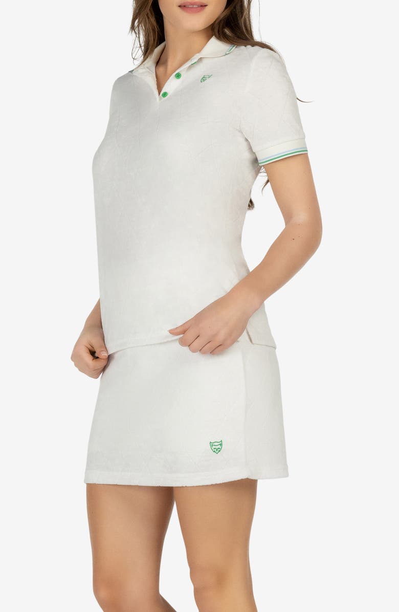 Golf Linx 18 Apres-Golf Terry Polo, Alternate, color, White/ Blarney