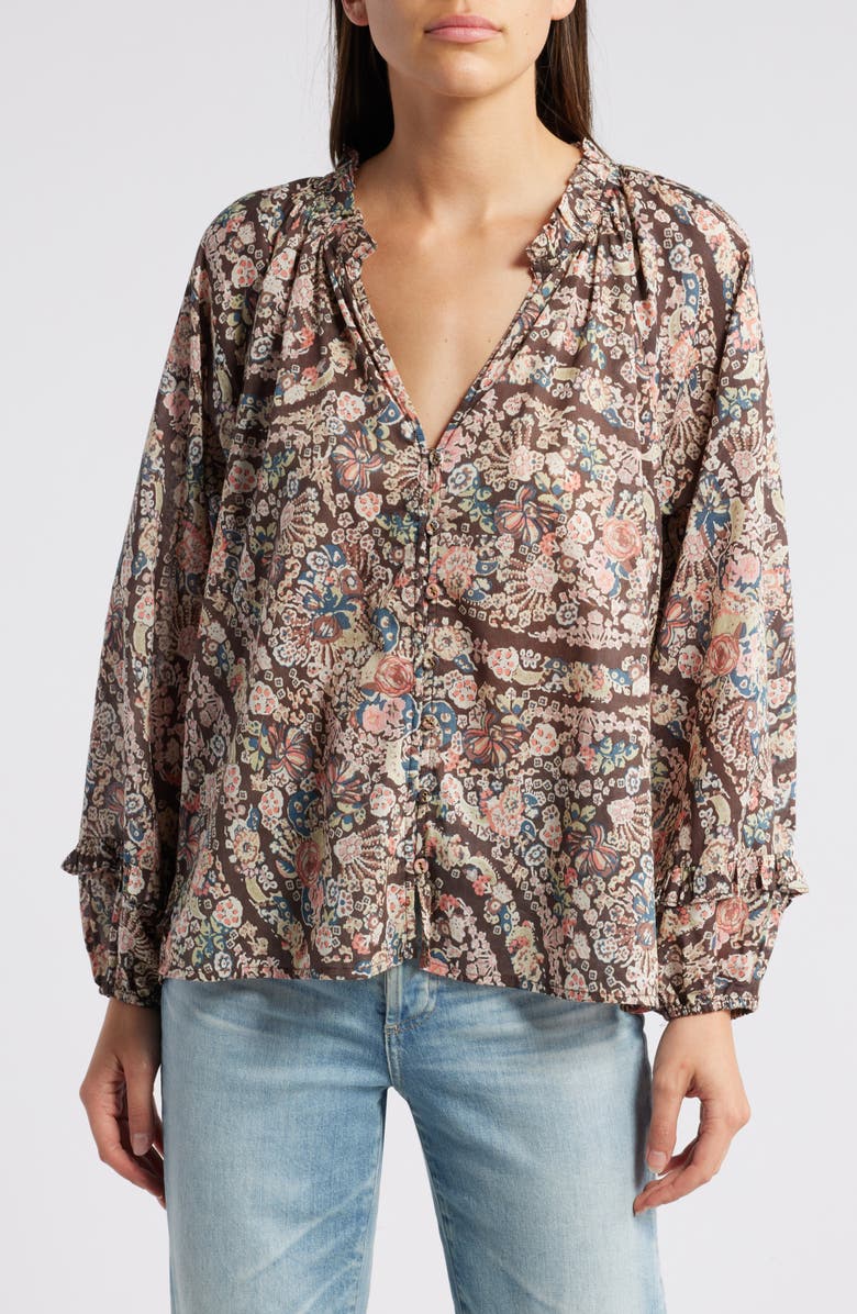 Cleobella Alicia Print Organic Cotton Peasant Top, Main, color,