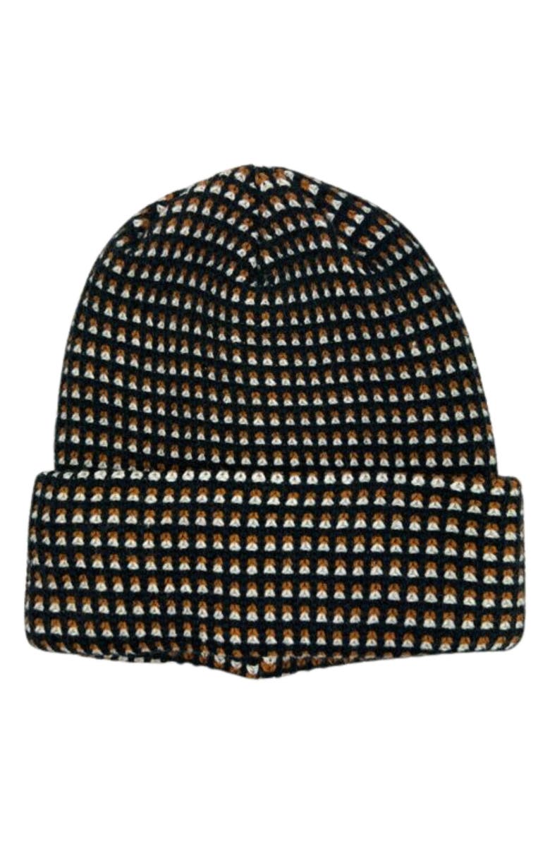MARCUS ADLER Checkered Cuffed Knit Beanie, Main, color, Black
