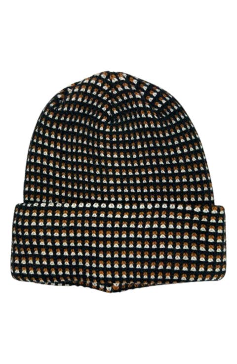 Checkered Cuffed Knit Beanie