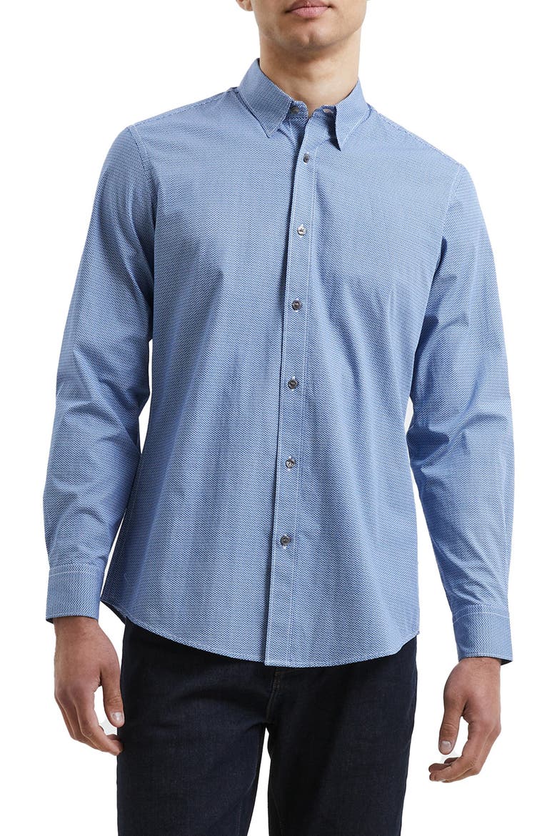 Premium Floral Button-Up Oxford Shirt, Main, color, BLUE