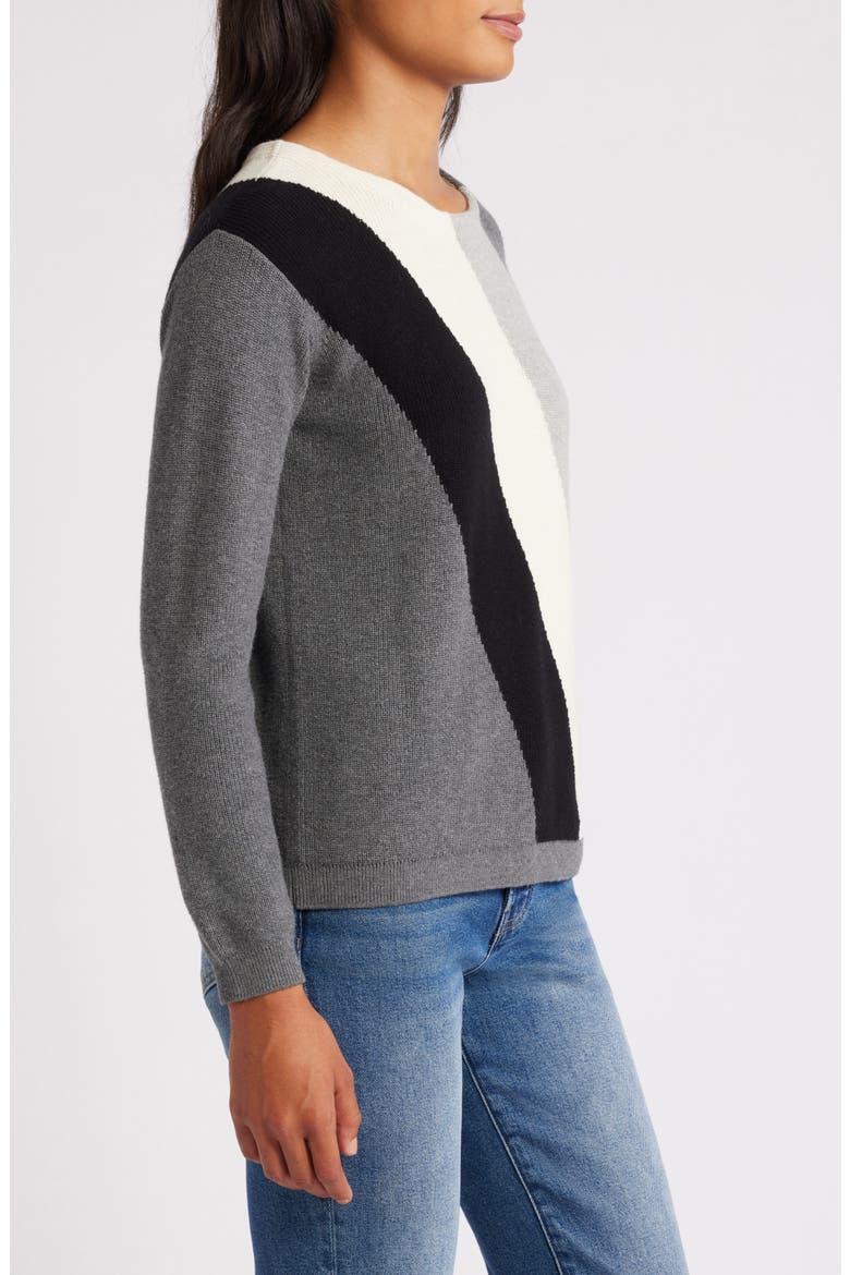 Devon Stripe Cotton & Cashmere Sweater, Alternate, color, GREY