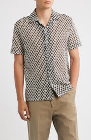 Reiss Sterling Crochet Camp Shirt